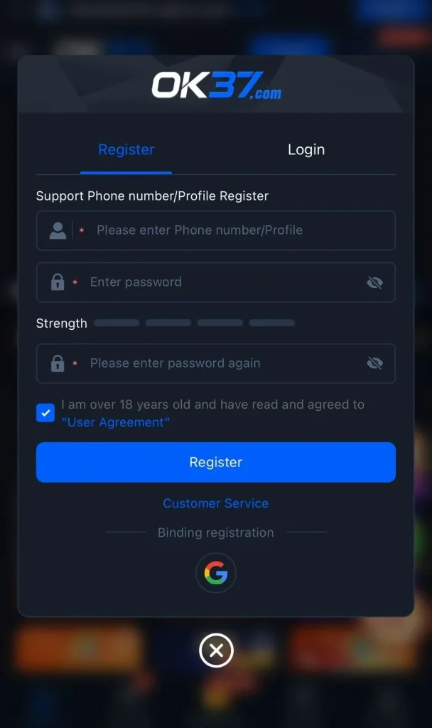 OK37 Game Register