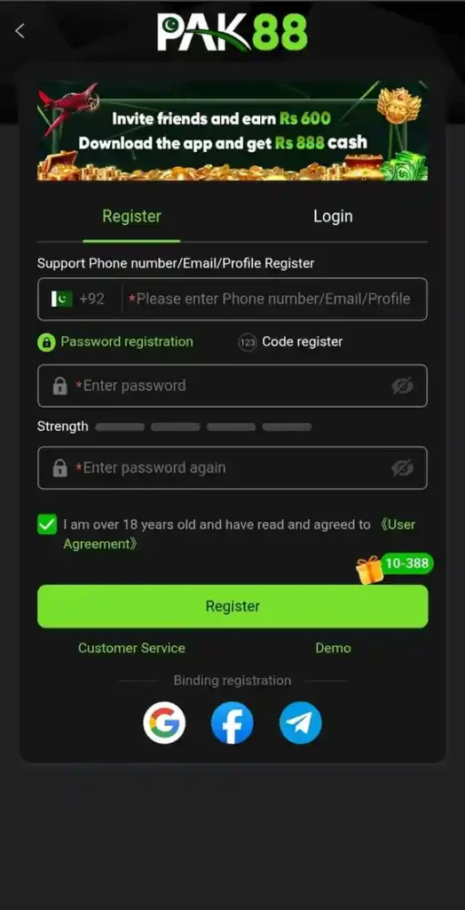 PAK88 Game Register